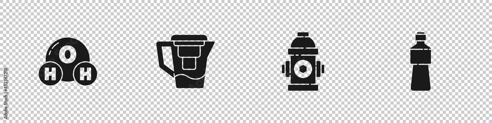 Set Chemical formula for H2O, Water jug with filter, Fire hydrant and ...