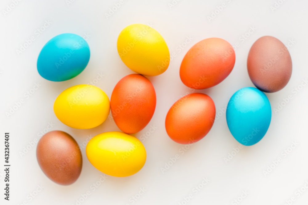 colored eggs, easter eggs, colored eggs on a white background