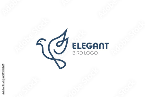 Elegant bird single line logo
