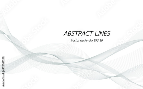 Abstract wave design geometric pattern. Background digital technology line frequency, smooth stripe, color tone white gray and black. Graphic element concept with copy space, crypto currency. Vector.