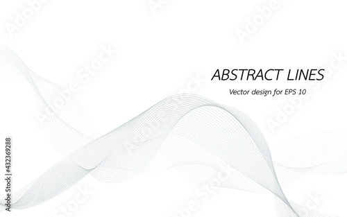 Abstract wave design geometric pattern. Background digital technology line frequency, smooth stripe, color tone white gray and black. Graphic element concept with copy space, crypto currency. Vector.