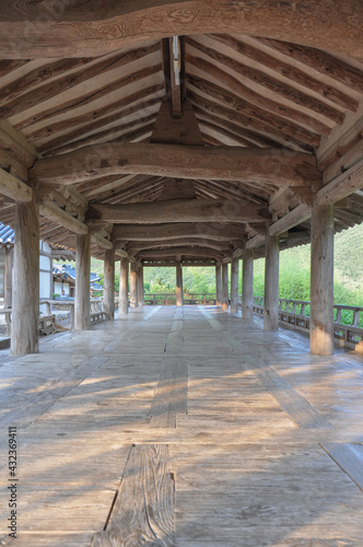 Korean Confucian Academy from Joseon Dynasty era. View of pavilion wooden structure. Byeongsan Seowon, Andong, South Korea.