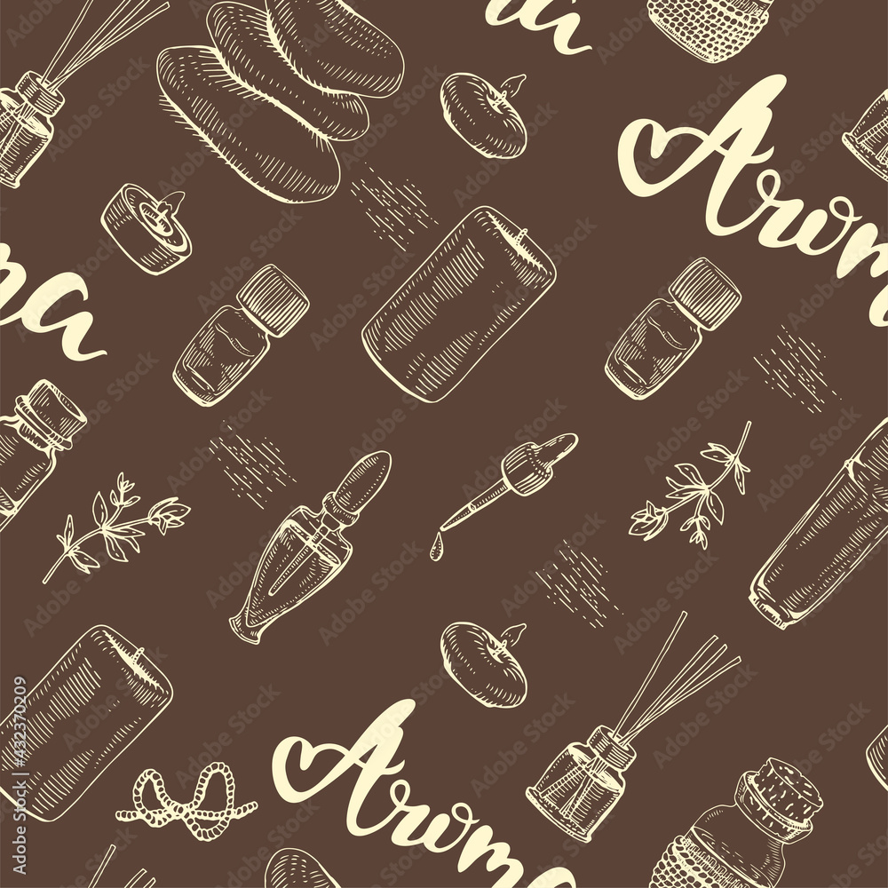 Seamless Pattern with aromatherapy accessories. Seamless Pattern with aromatherapy accessories.