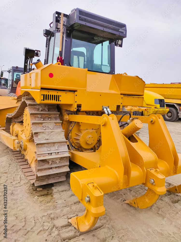 Caterpillar outdoor at construction site at Kiyv Caterpillar outdoor at construction site at Kiyv