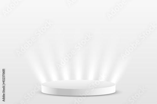 white prodium product display with light effect