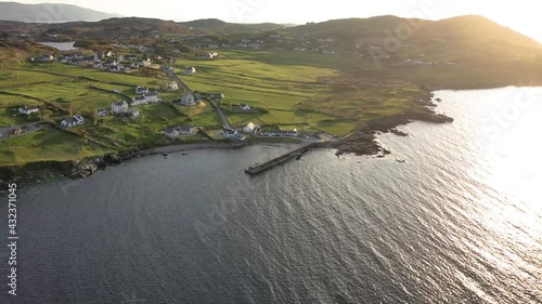 Aerial view of Portnoo harbour in County Donegal, Ireland photo