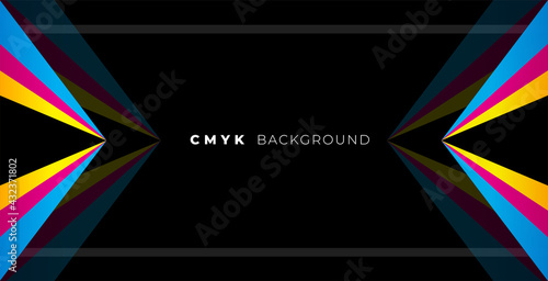 geometric black background with cmyk colors