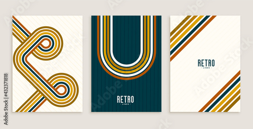 retro style stripe lines flow poster design background