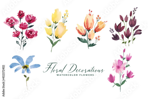 decorative watercolor flowers floral collection