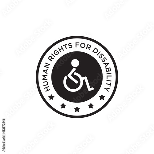 Dissability right sticker logo design template