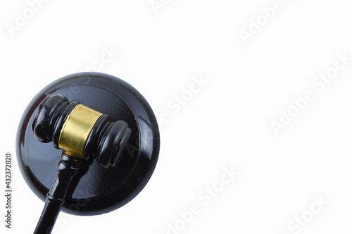 Top view of judge gavel isolated on a white background