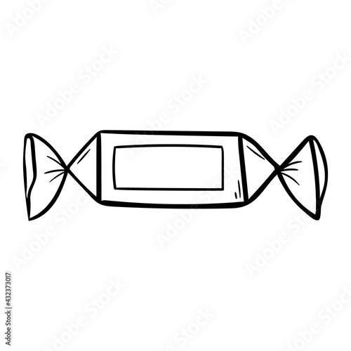 Candy hand drawn vector doodle illustration. Cartoon sweet. Isolated on white background. Sweet and tasty. Hand drawn simple element