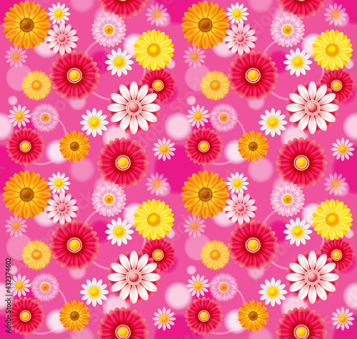  花のパターンの壁紙。シームレス。3Dイラスト。 © Yuko Minezaki