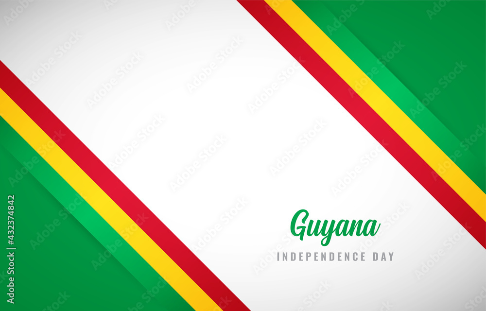 Happy Independence day of Guyana with Creative Guyana national country flag greeting background