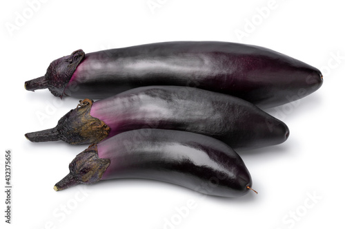 Wallpaper Mural Three fresh ripe purple eggplant close up isolated on white background    Torontodigital.ca