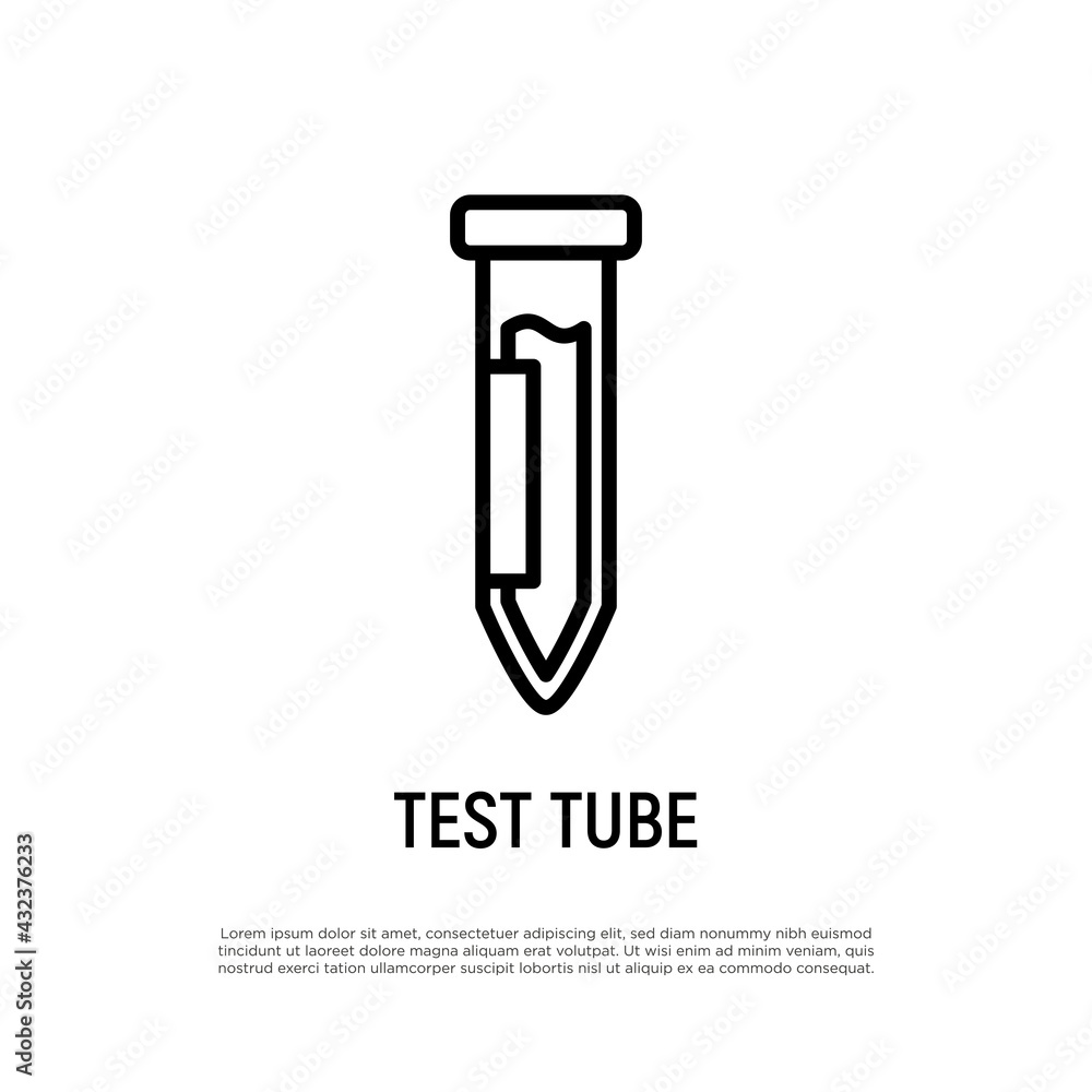 Test tube thin line icon. Laboratory research. Medical exam. Vector illustrstion. Test tube thin line icon. Laboratory research. Medical exam. Vector illustrstion.