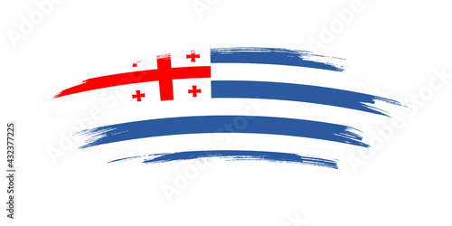 Artistic grunge brush flag of Adjara isolated on white background