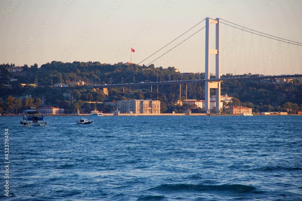 Blue sea and brige on Bosphorus in Istanbul