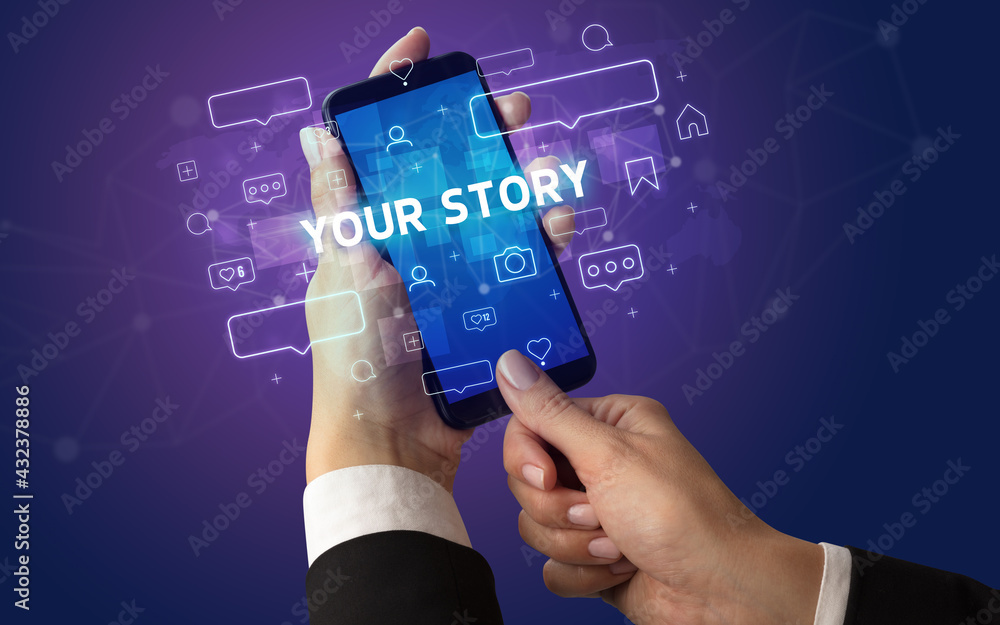 Hand using smartphone with social media concept Hand using smartphone with social media concept