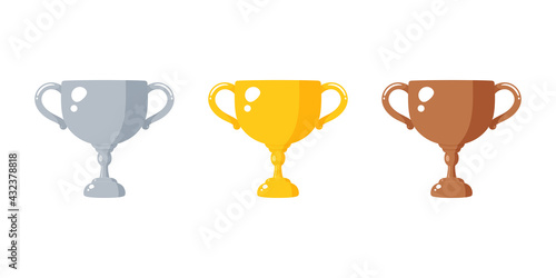かわいいトロフィーのイラスト_金銀銅