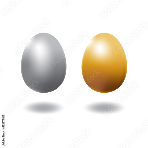 A couple of silver and golden egg vector.