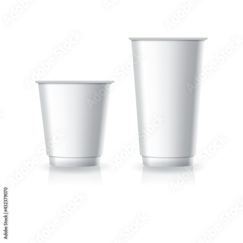 Wallpaper Mural Blank white paper-plastic coffee-tea cup in small and large size mockup template. Torontodigital.ca