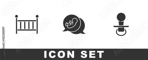 Set Baby crib cradle, and dummy pacifier icon. Vector