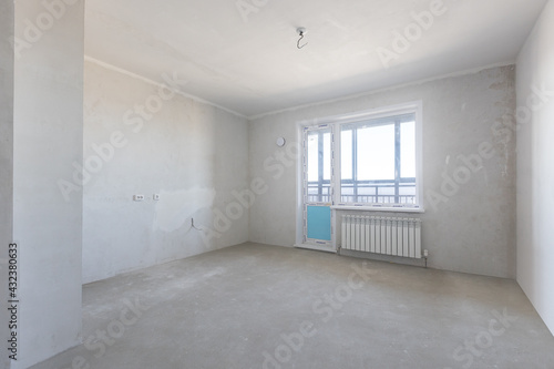 interior of the apartment without decoration in gray colors