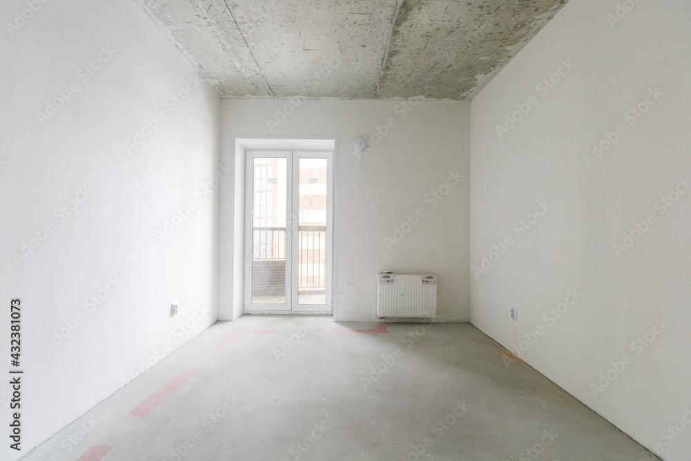 interior of the apartment without decoration in gray colors interior of the apartment without decoration in gray colors