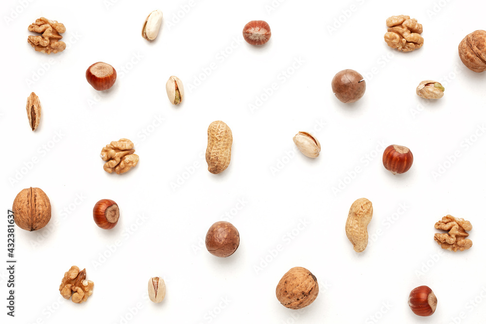 Different nuts on a white background. Different nuts on a white background.