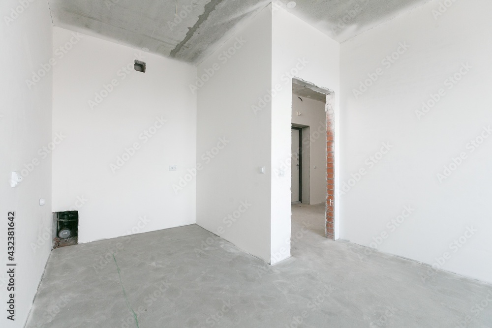 interior of the apartment without decoration in gray colors interior of the apartment without decoration in gray colors