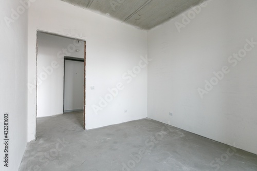 interior of the apartment without decoration in gray colors