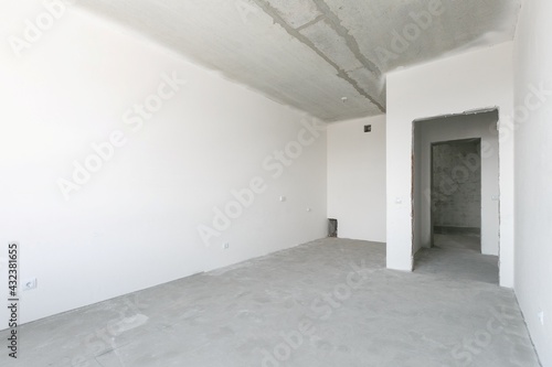 interior of the apartment without decoration in gray colors