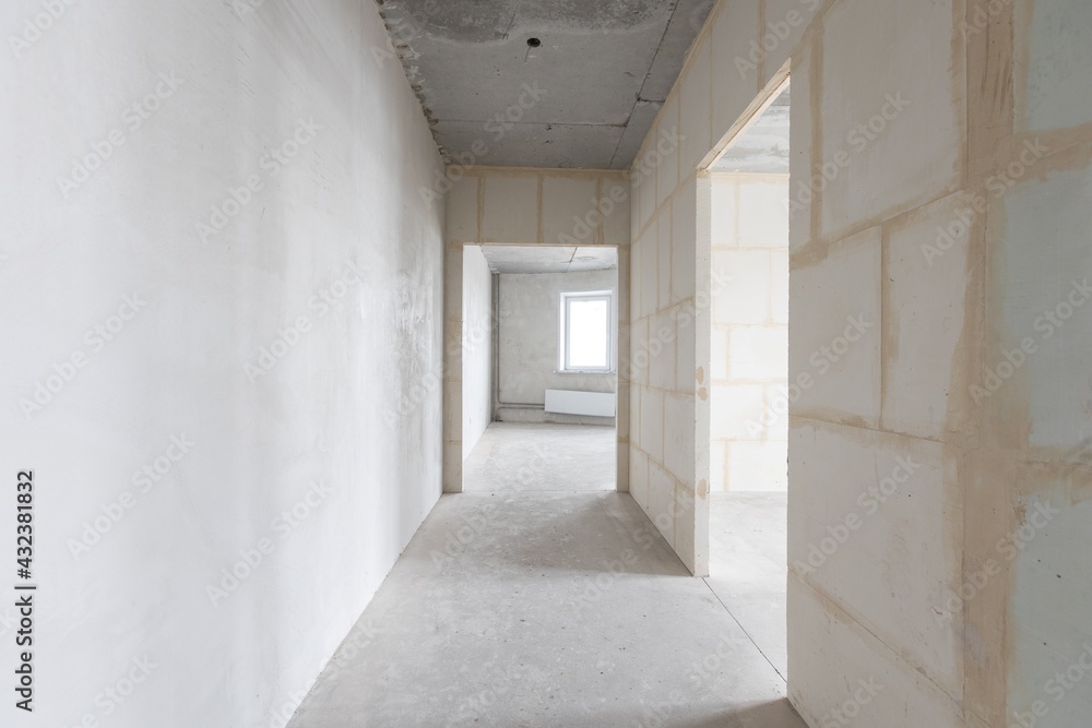 interior of the apartment without decoration in gray colors interior of the apartment without decoration in gray colors