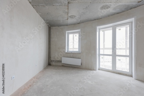 interior of the apartment without decoration in gray colors