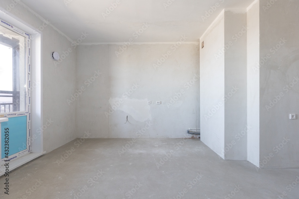 interior of the apartment without decoration in gray colors interior of the apartment without decoration in gray colors