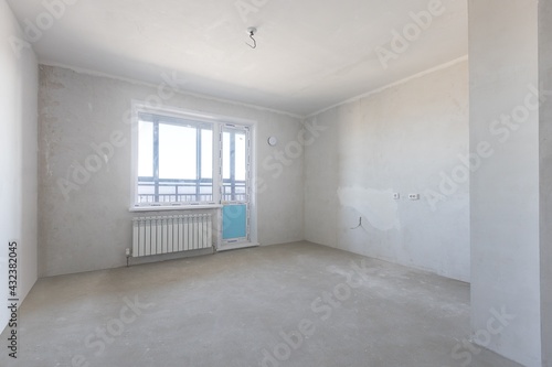 interior of the apartment without decoration in gray colors