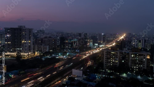 Wallpaper Mural Aerial Time Lapse of Busy Traffic over the Mumbai-Pune-Bengaluru National Highway, Pune City, Maharashtra, India Torontodigital.ca