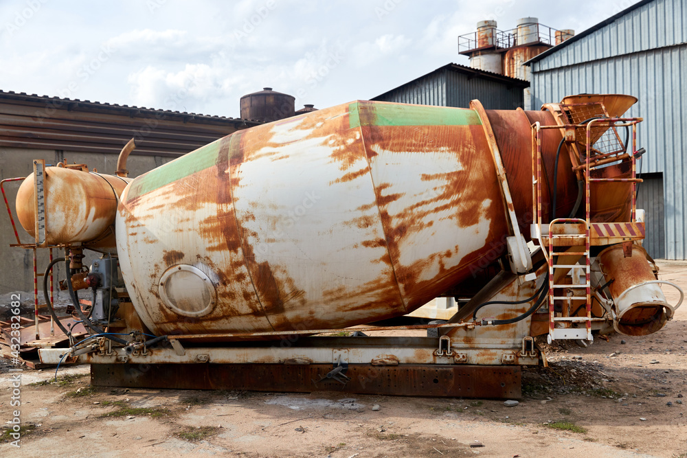old rusty concrete mixer removed from the truck old rusty concrete mixer removed from the truck