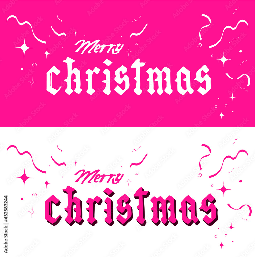 merry  christmas handwriting calligraphy design red background and white background