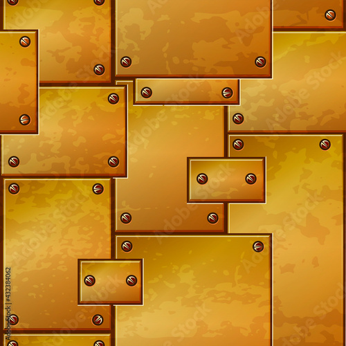 Seamless pattern metal, texture rusty iron plates for graphic design.