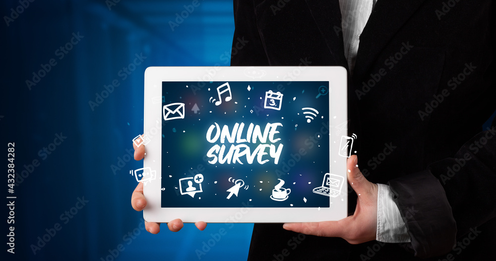 Person holding tablet, social network concept Person holding tablet, social network concept