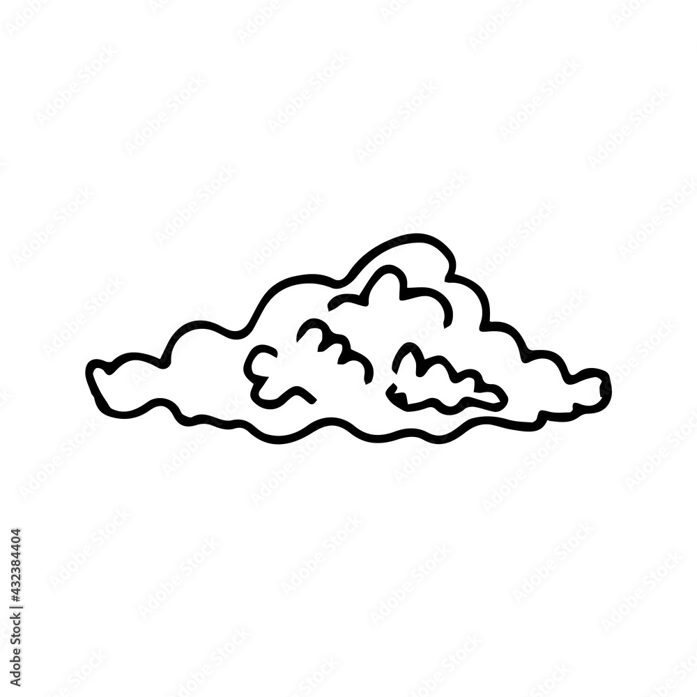 Сloud is hand-drawn. Isolated single cloud on a white background Сloud is hand-drawn. Isolated single cloud on a white background
