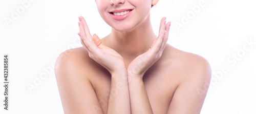 Beauty healthy girl skin on a white background