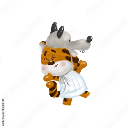 Tiger in the wolf costume illustration