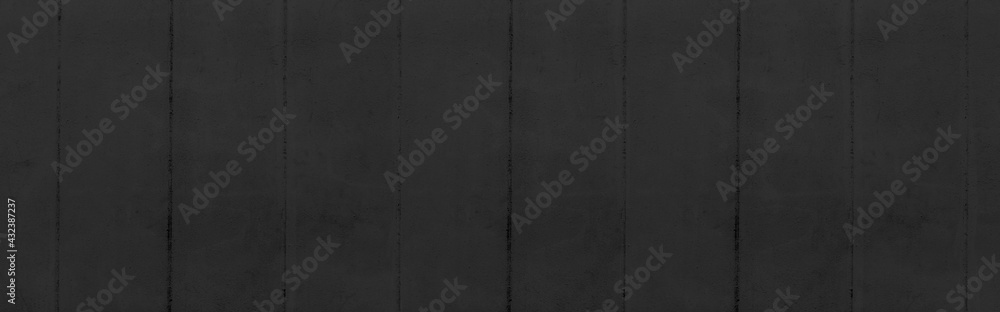 Fototapeta premium Panorama of Cement wall painted black texture and background seamless