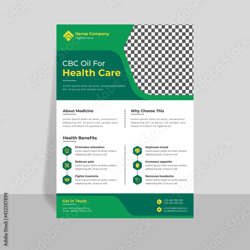 Hemp products or cbd or cbc oil products flyer template Premium Vector