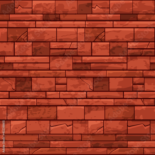 Seamless pattern brick stone wall, red old texture wallpaper for ui game