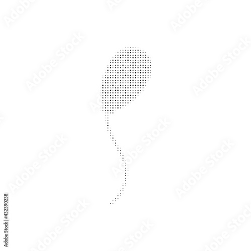 The balloon symbol filled with black dots. Pointillism style. Vector illustration on white background