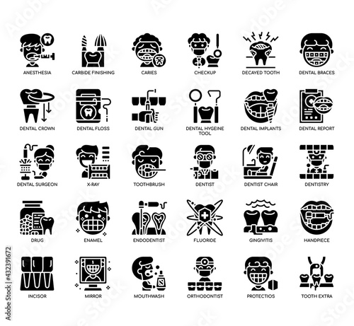 Set of Dentist thin line and pixel perfect icons for any web and app project.